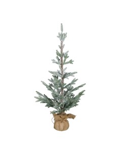 Árbol de Navidad nevado en saco de yute para la decoración de navidad con bolas y accesorios 2