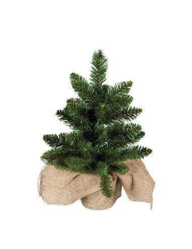 Árbol de Navidad en saco de yute para la decoración de navidad con bolas y accesorios