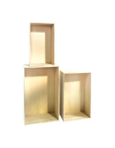 Expositor rectangular de madera con fondo para la decoración de espacios y escaparates e interior de tiendas