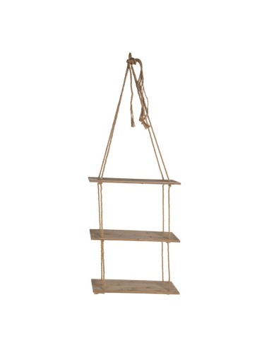 Escalera de cuerda con peldaños de madera para la decoración de espacios en hoteles y escaparates en tiendas