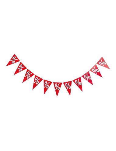 Guirnalda decorativa con signos de % para los escaparates de rebajas