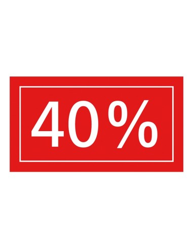 Etiqueta con impresión 40% para los escaparates de rebajas