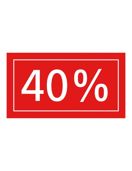Etiqueta con impresión 40% para los escaparates de rebajas