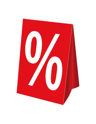Soporte de techo con signo % para los escaparates de rebajas