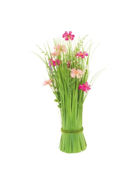 Manojo de hierba con flores de primavera para la decoración de verano en escaparates de tiendas o comercios