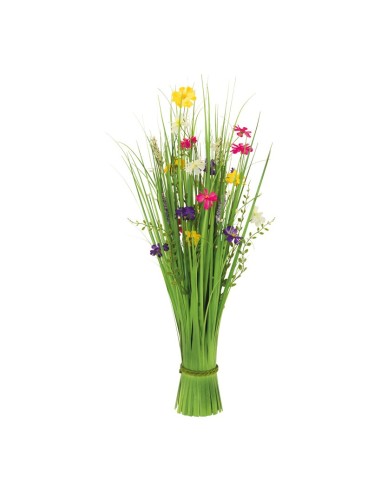 Manojo de hierba con flores de primavera para la decoración de verano en escaparates de tiendas o comercios