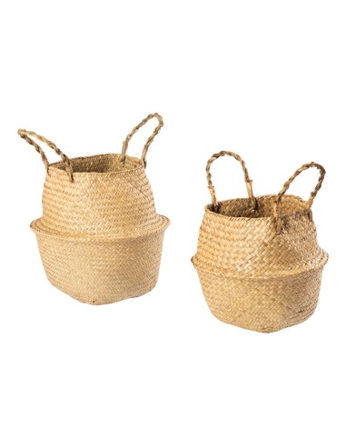 Cesta para decoración de escaparates con plantas artificiales