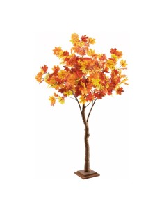 Árbol de arce frondoso con base de madera de colorido otoñal para escaparates de otoño en tiendas y centros comerciales 2