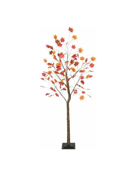 Árbol de arce con base de madera de tonos otoñales para escaparates de otoño en tiendas y centros comerciales