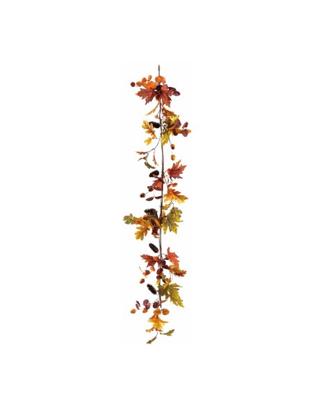 Guirnalda de colorido otoñal de hojas de arce bellotas y piñas Para decorar centros comerciales y escaparates en otoño