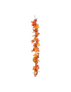 Guirnalda otoñal de hojas de arce piñas calabazas y bayas Para decorar centros comerciales y escaparates en otoño 2