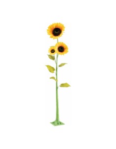 Girasol 3 flores con 5 hojas y base  para la decoración de otoño en escaparates de tiendas o comercios 2