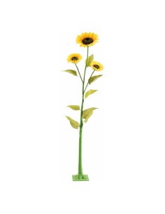 Girasol 3 flores con 7 hojas y base para la decoración de otoño en escaparates de tiendas o comercios 2