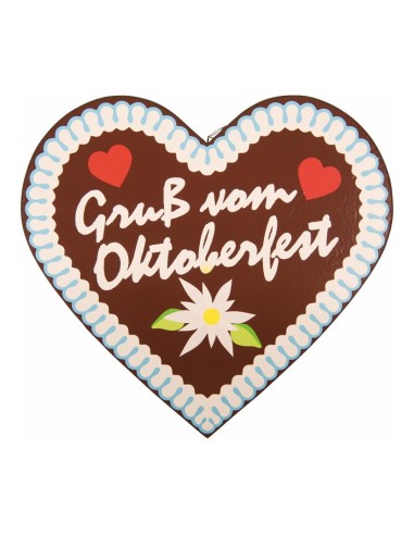 Corazón pan jengibre "Gruß vom Oktoberfest" para la decoración de fiestas populares y escaparates