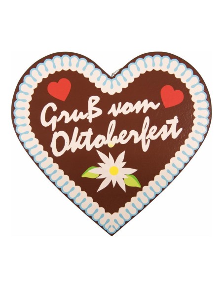 Corazón pan jengibre "Gruß vom Oktoberfest" para la decoración de fiestas populares y escaparates