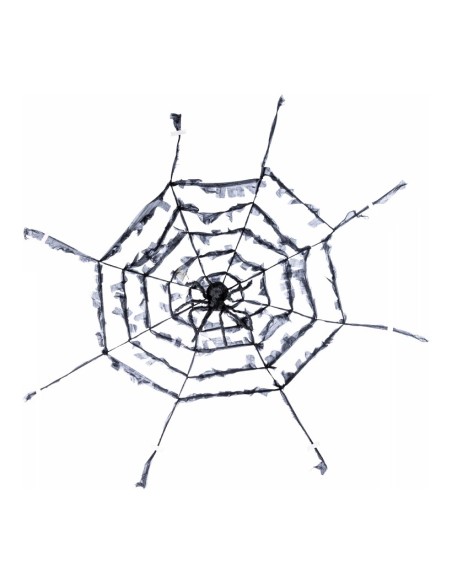 Telaraña con araña para Halloween en escaparates de tiendas