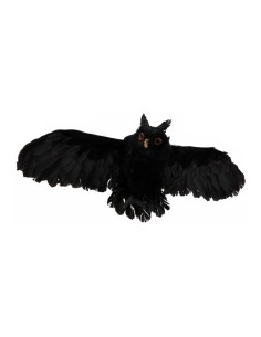 Búho con alas abiertas para Halloween en escaparates de tiendas 2