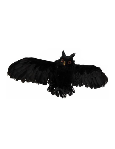 Búho con alas abiertas para Halloween en escaparates de tiendas