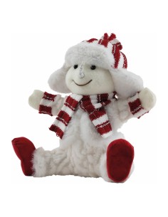 Muñeco de nieve sentado brazos y piernas abiertas para decoración de escaparates en invierno 2