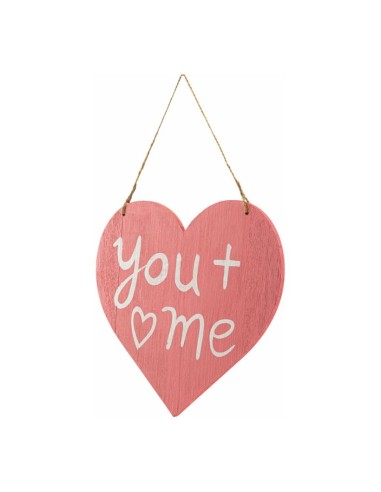 Corazón con texto "you + me" para la decoración del día de los enamorados en centros comerciales tiendas