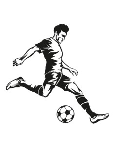 Jugador de fútbol chutando para decoración futbolística y deportes en escaparates 2