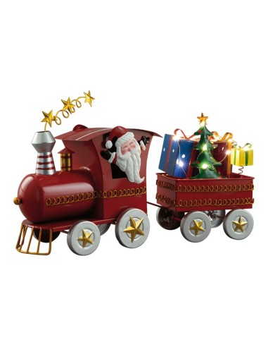 Tren con Papá Noel y regalos para la decoración navideña de centros comerciales calles tiendas