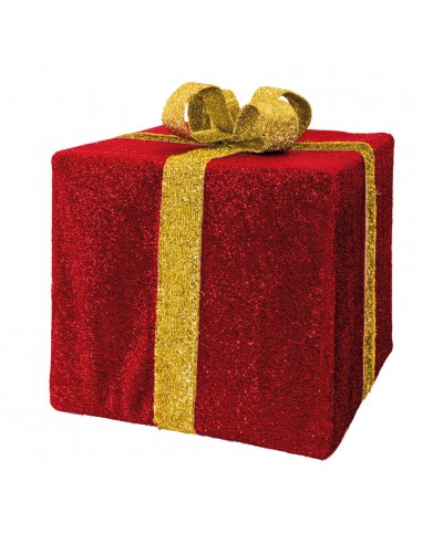 Caja de regalo, rojo-dorado 100x100x84cm-La Decoteca