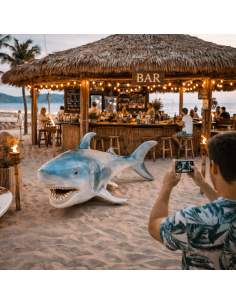 Figura realista de tiburón en fibra de vidrio de 135 cm para decoración interior y exterior La Decoteca 2