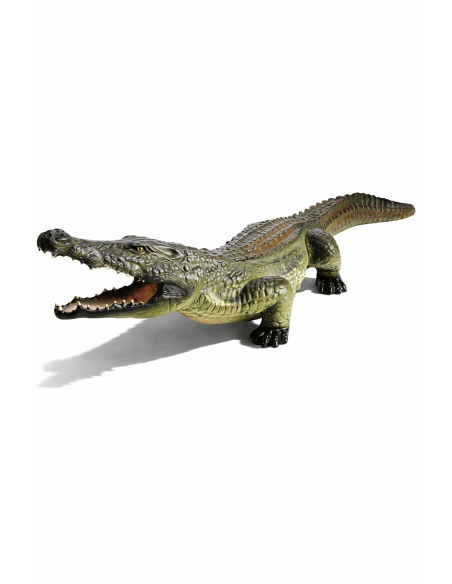 Figura realista de cocodrilo en fibra de vidrio de 100 cm para decoración interior y exterior La Decoteca