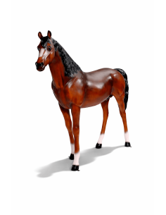 Figura realista de caballo a tamaño real en fibra de vidrio de 195 cm para decoración interior y exterior