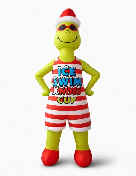 Figura hinchable Grinch Papá Noel Navidad de 300 cm para hoteles, centros comerciales, ayuntamientos, comercios, La Decoteca