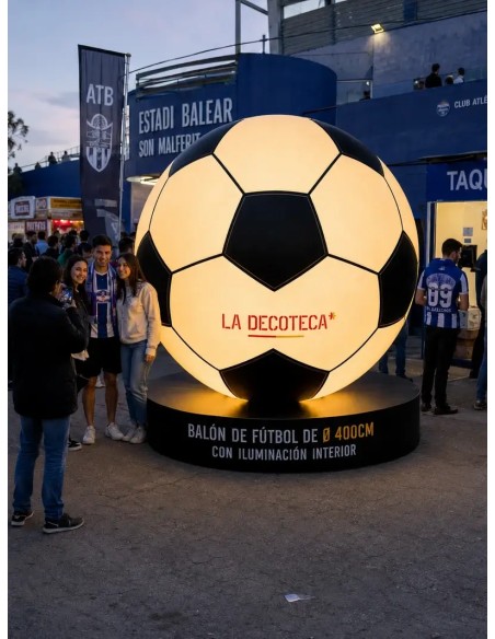 Balón de fútbol gigante hinchable de Ø 400 cm con luz blanca interior evento deportivo