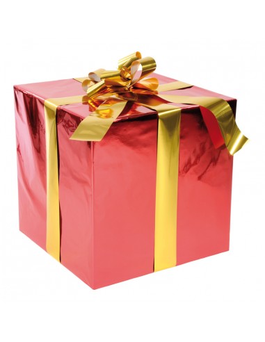 Caja de regalo, rojo-dorado 100x100x84cm-La Decoteca