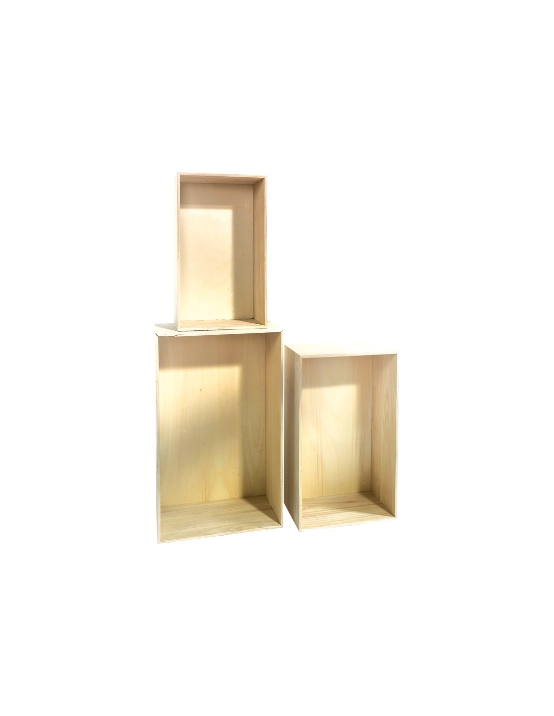 Expositor rectangular de madera con fondo, natural 35x57x20cm-La