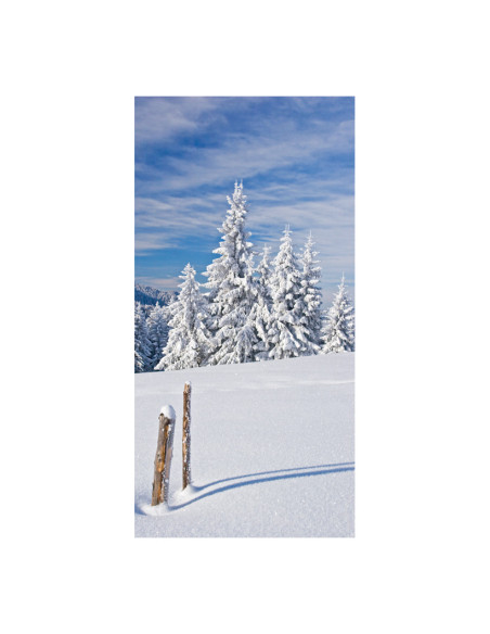 Banner-foto árboles nevados con cielo de fondo para la decoración del fondo decorativo en los escaparates de tiendas