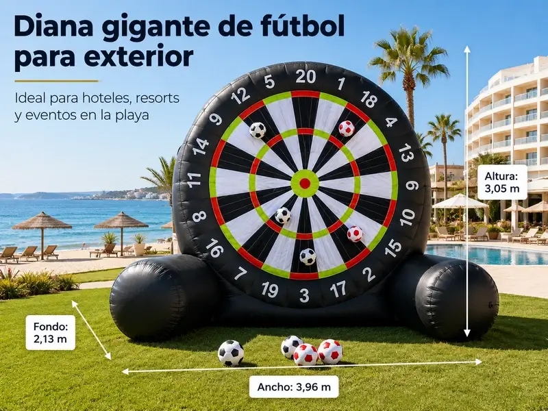 Diana hinchable gigante de fútbol para exterior en hotel junto a piscina