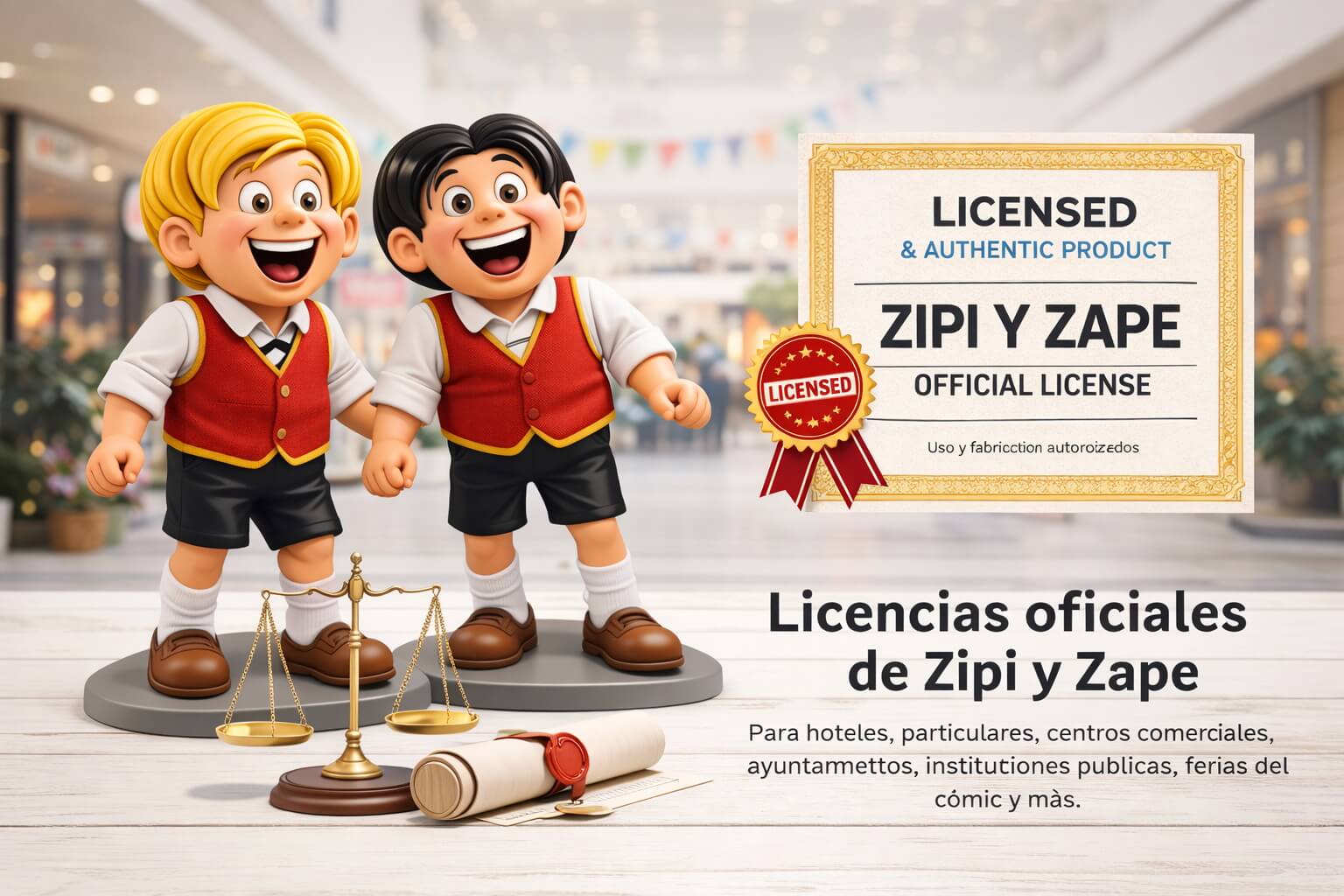 Condiciones de uso y licencia oficial de figuras realistas de Zipi y Zape