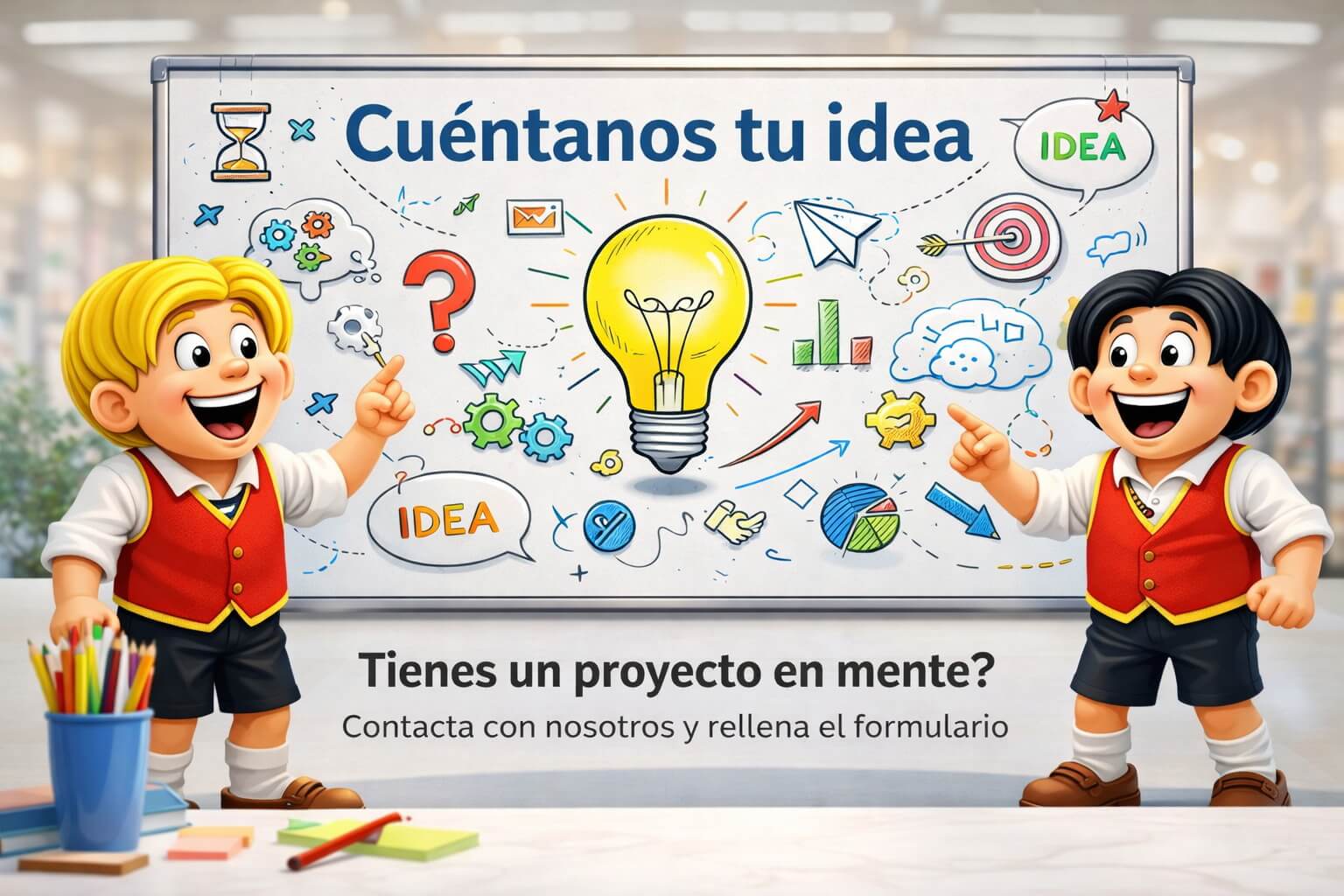 Proyecto temático de decoración con figuras realistas de Zipi y Zape para hoteles, ayuntamientos y eventos