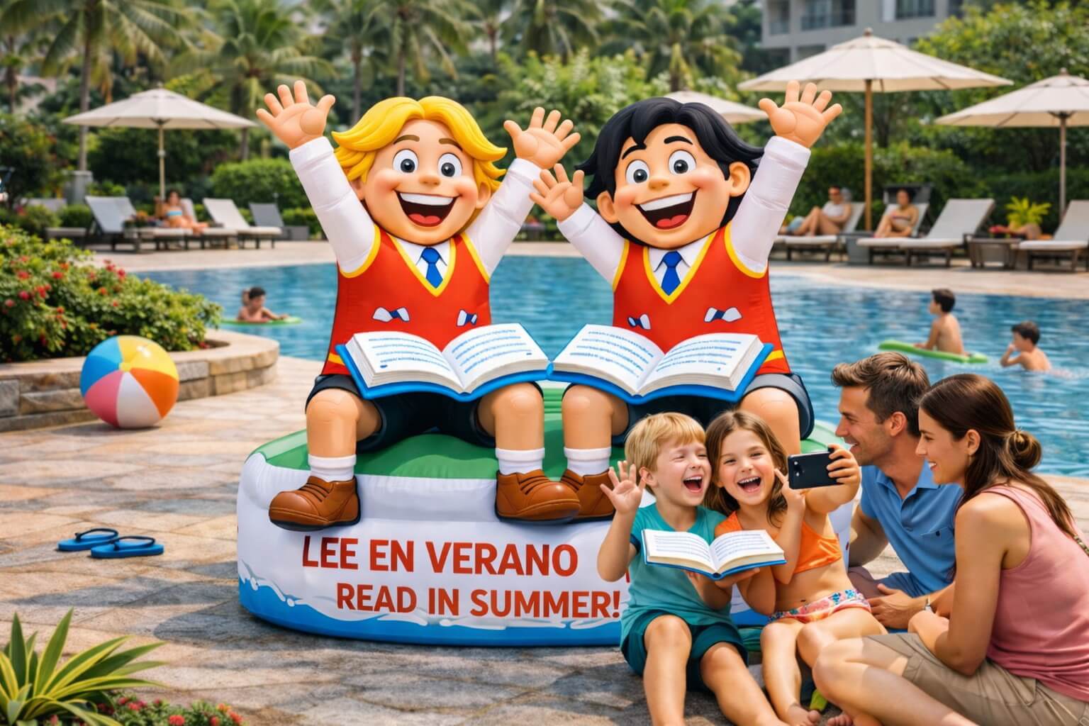 Hinchable de Zipi y Zape para fomentar la lectura de cómics en hoteles, resorts y espacios familiares